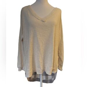 Pilcro oversized cream and plaid sweater large